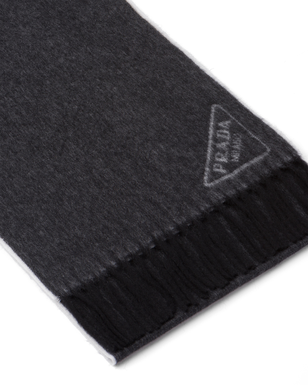 Prada Double Cashmere Scarf Black / Chalk White | 0582VKYCB