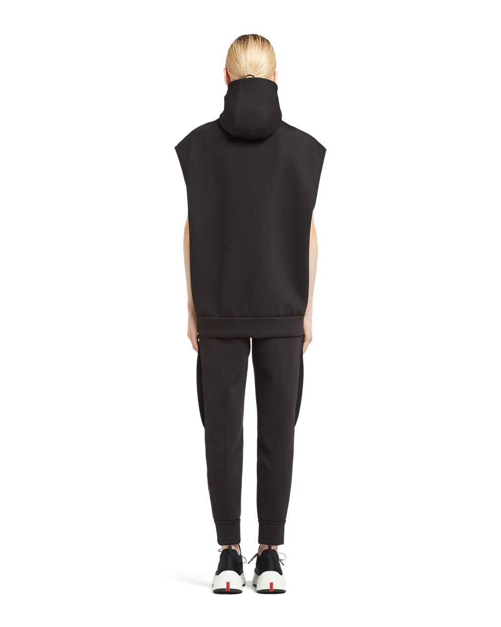 Prada Double Technical Jersey Hoodie Vest Black | 5478HOQBW