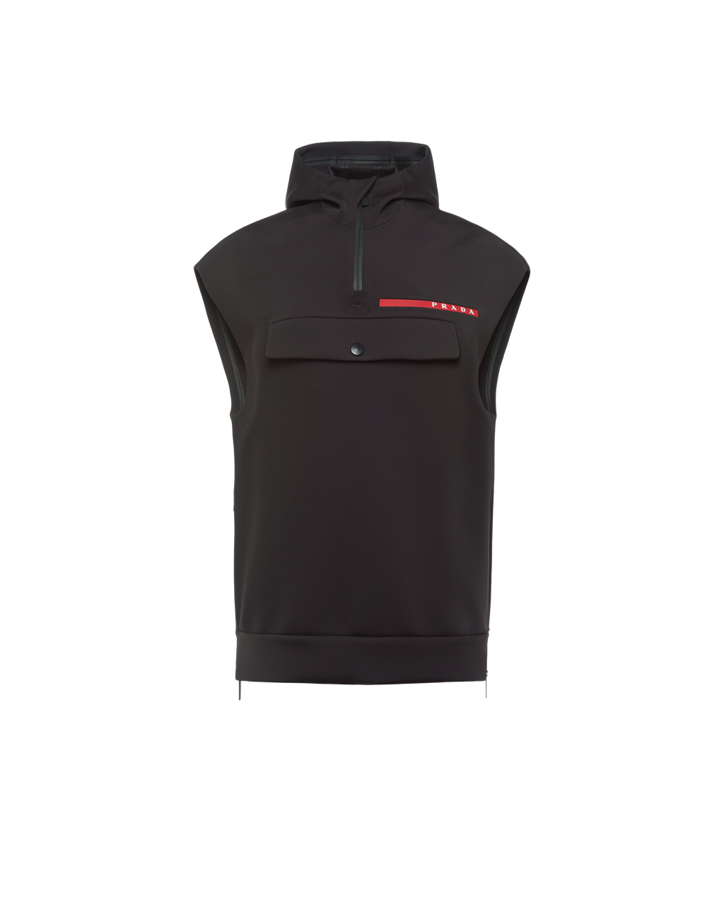 Prada Double Technical Jersey Hoodie Vest Black | 5478HOQBW