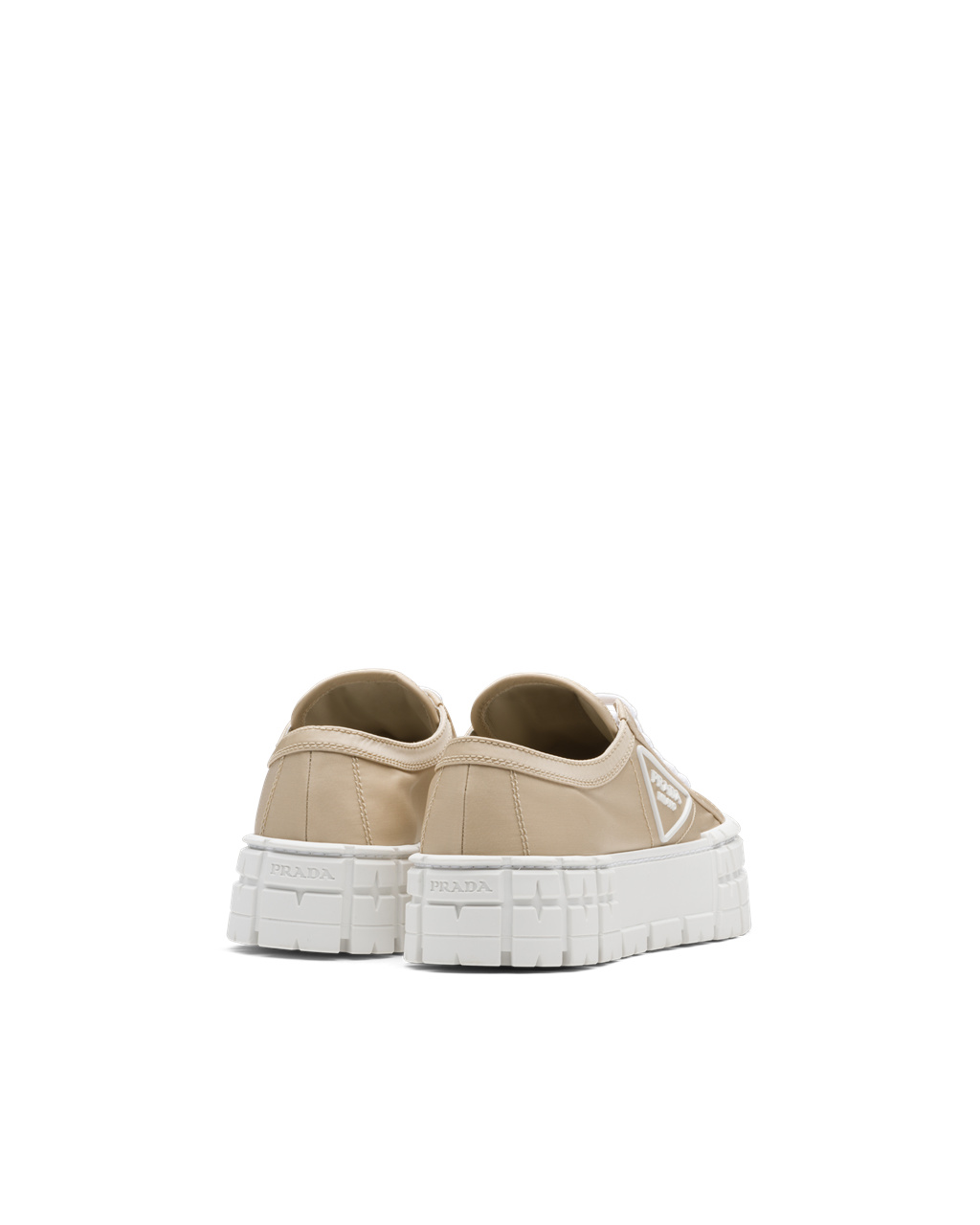 Prada Double Wheel Nylon Gabardine Sneakers Desert Beige | 0294HRENX