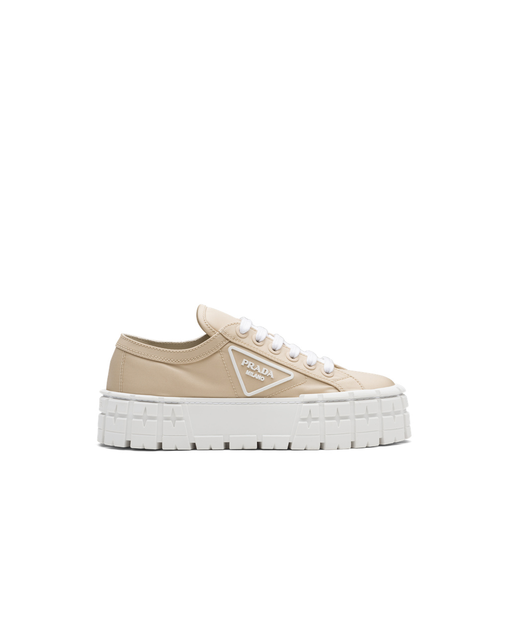 Prada Double Wheel Nylon Gabardine Sneakers Desert Beige | 0294HRENX