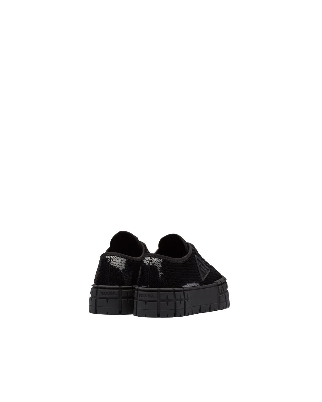 Prada Double Wheel Sequin Sneakers Black | 0764DSCOZ