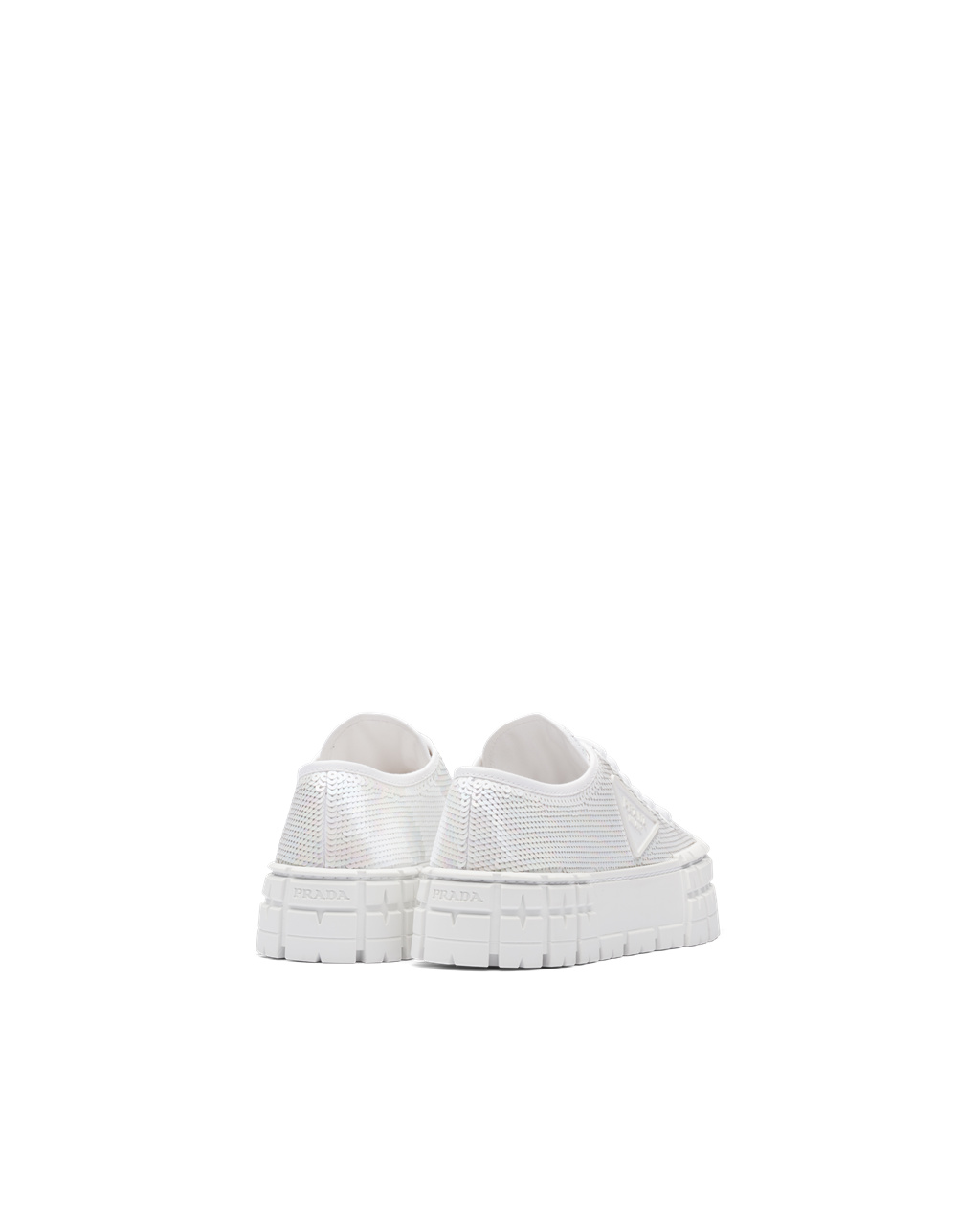 Prada Double Wheel Sequin Sneakers White | 1675HNGJI