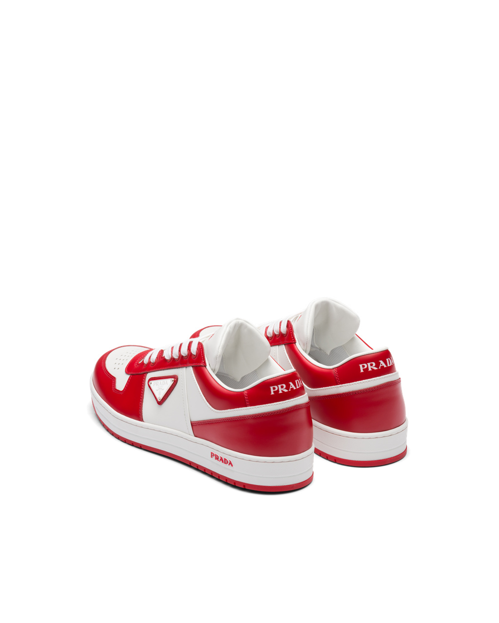 Prada Downtown Leather Sneakers White / Lacquer Red | 3514NCGRL