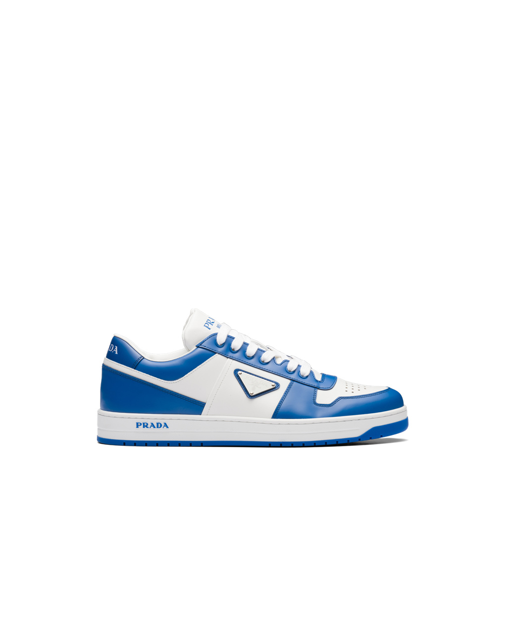 Prada Downtown Leather Sneakers White / Cobalt Blue | 4186UPXGZ