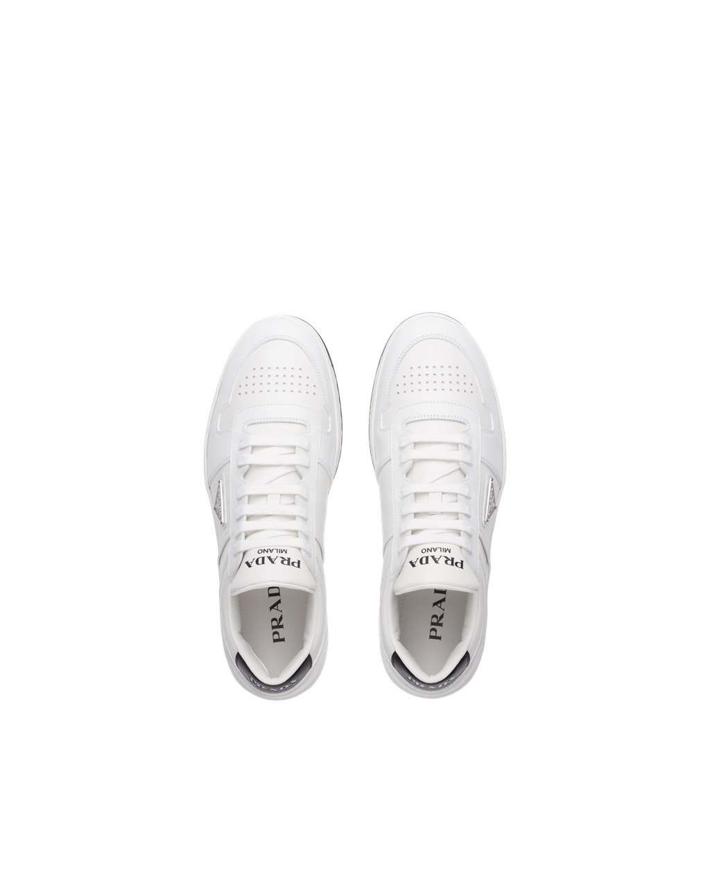 Prada Downtown Leather Sneakers White / Black | 6714MBCTU