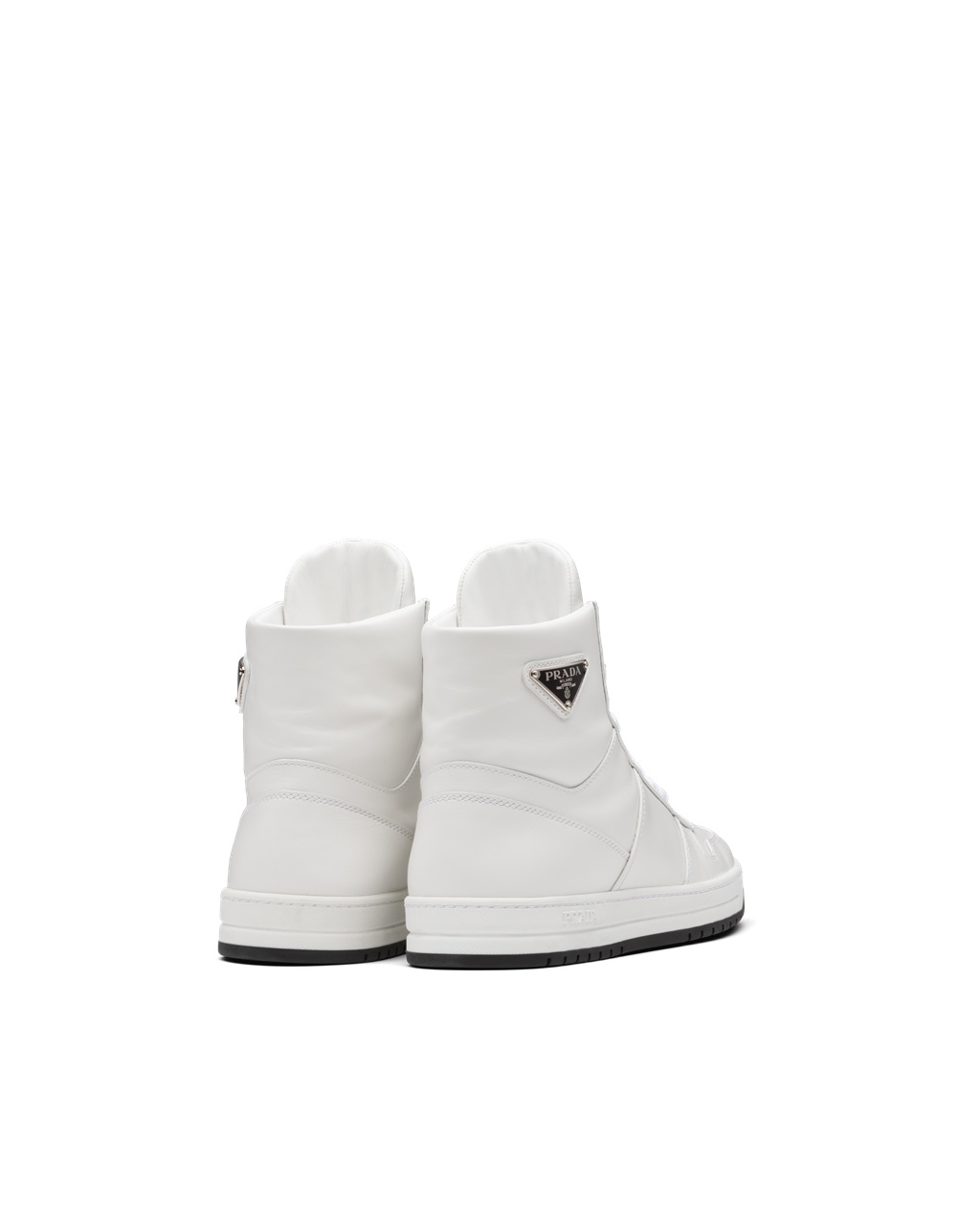 Prada Downtown Perforated Leather High-top Sneakers White / Black | 7549NGKEY