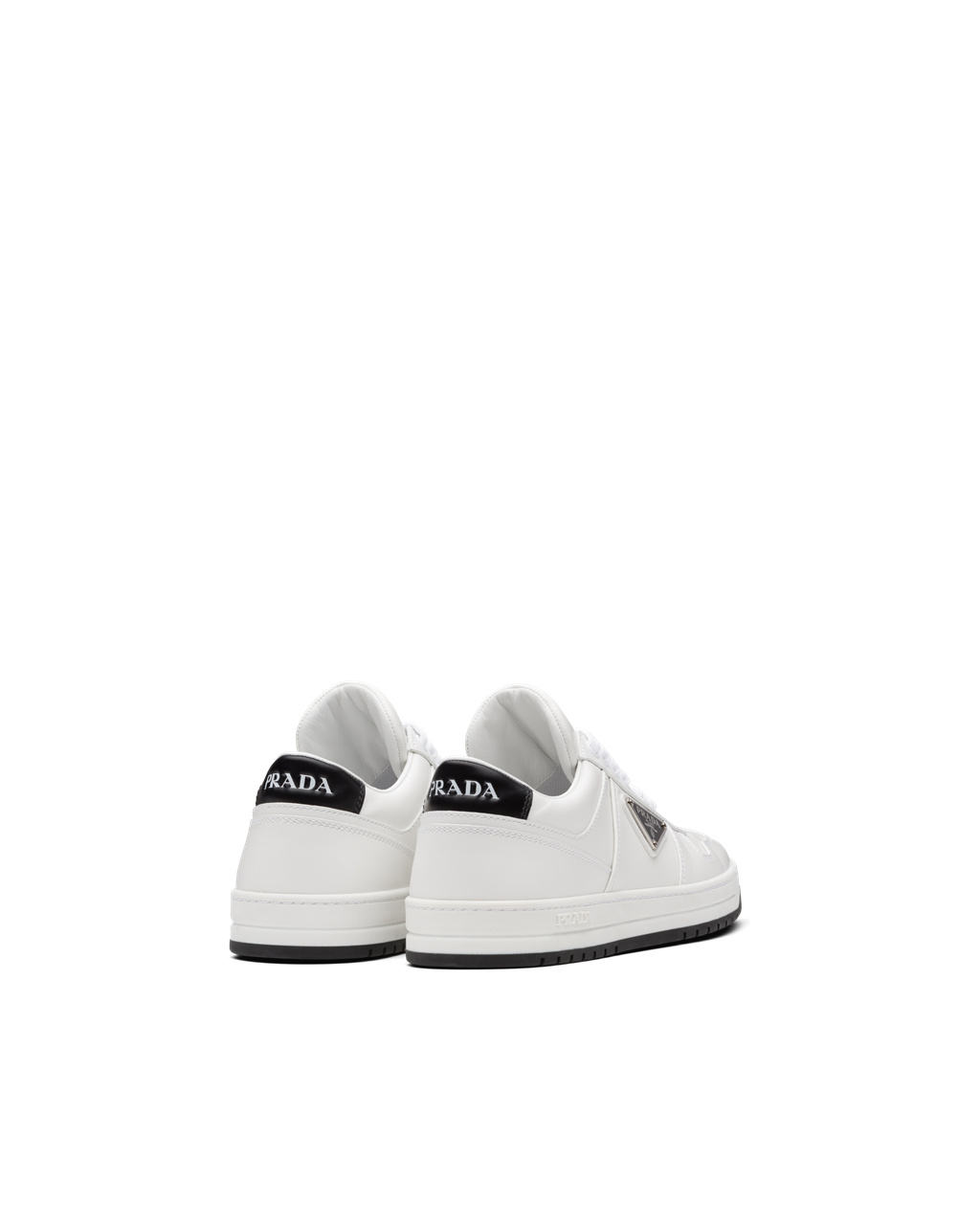 Prada Downtown Perforated Leather Sneakers White / Black | 8241UDZWI