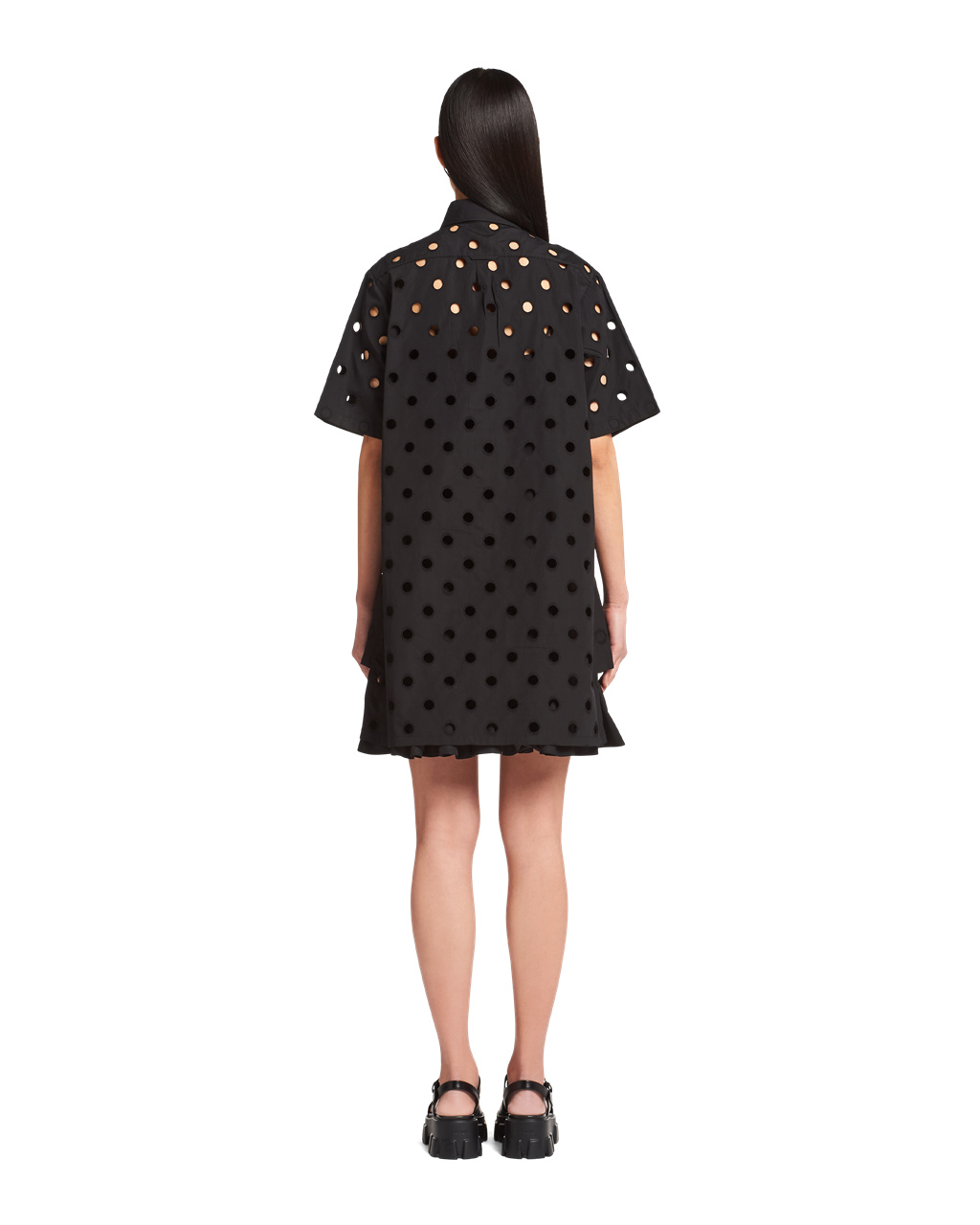 Prada Eyelet Lace Poplin Minidress Black | 8109HYMSP