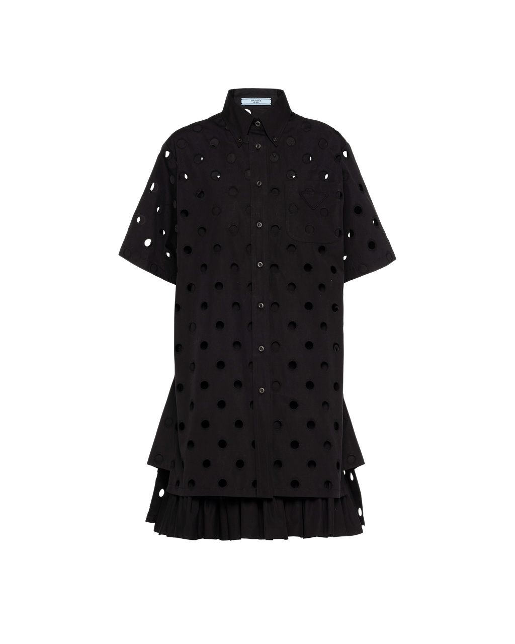 Prada Eyelet Lace Poplin Minidress Black | 8109HYMSP