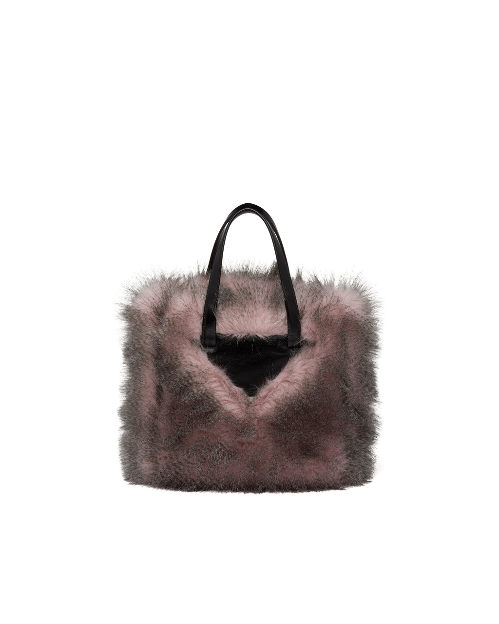 Prada Faux Fur Fabric Tote Bag Alabaster White / Black | 4579UYDFC