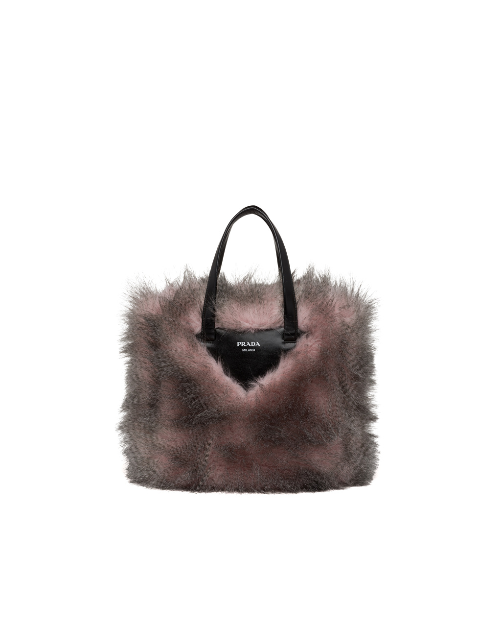 Prada Faux Fur Fabric Tote Bag Alabaster White / Black | 4579UYDFC