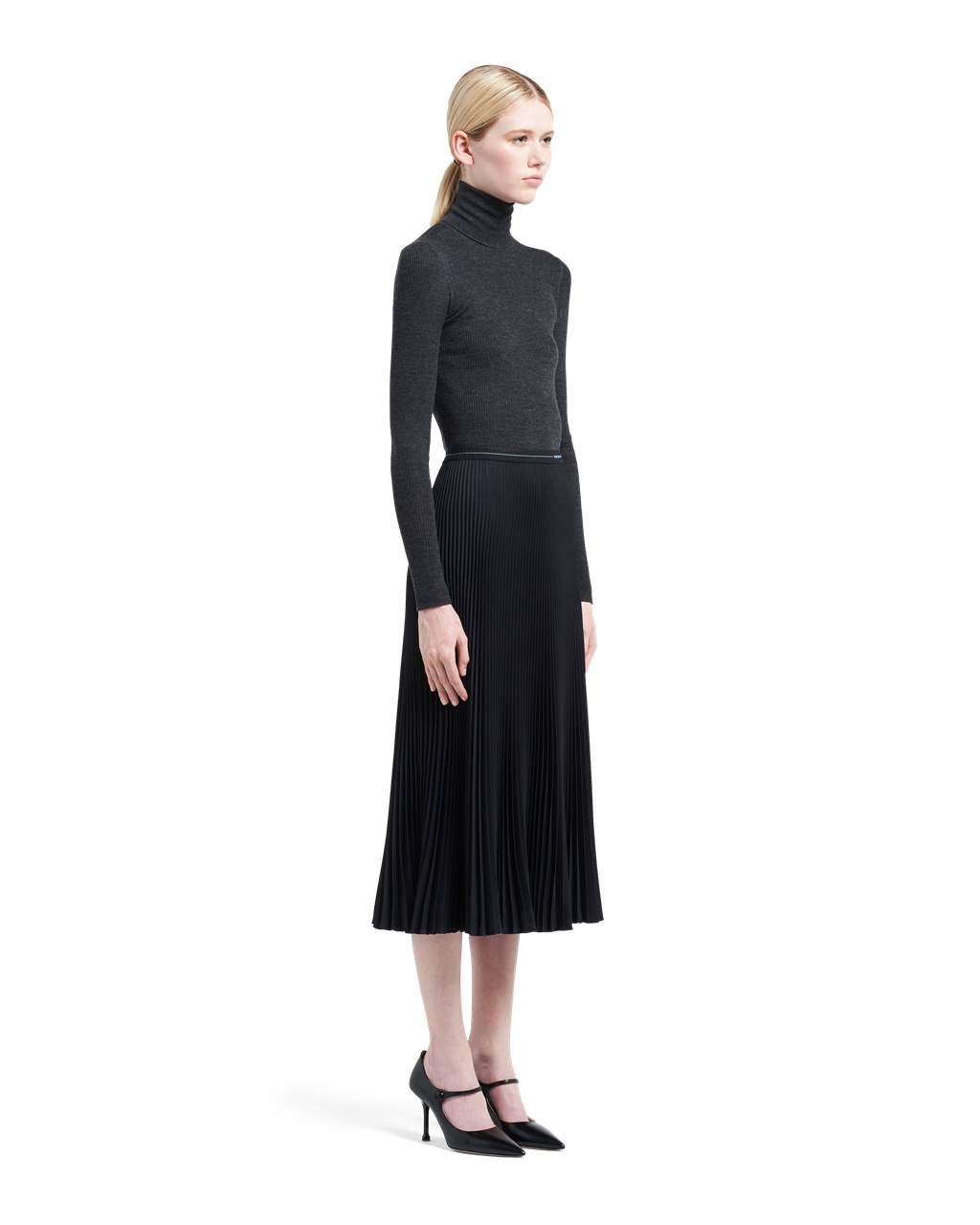 Prada Fluid Twill Skirt Black | 5360WQSCG