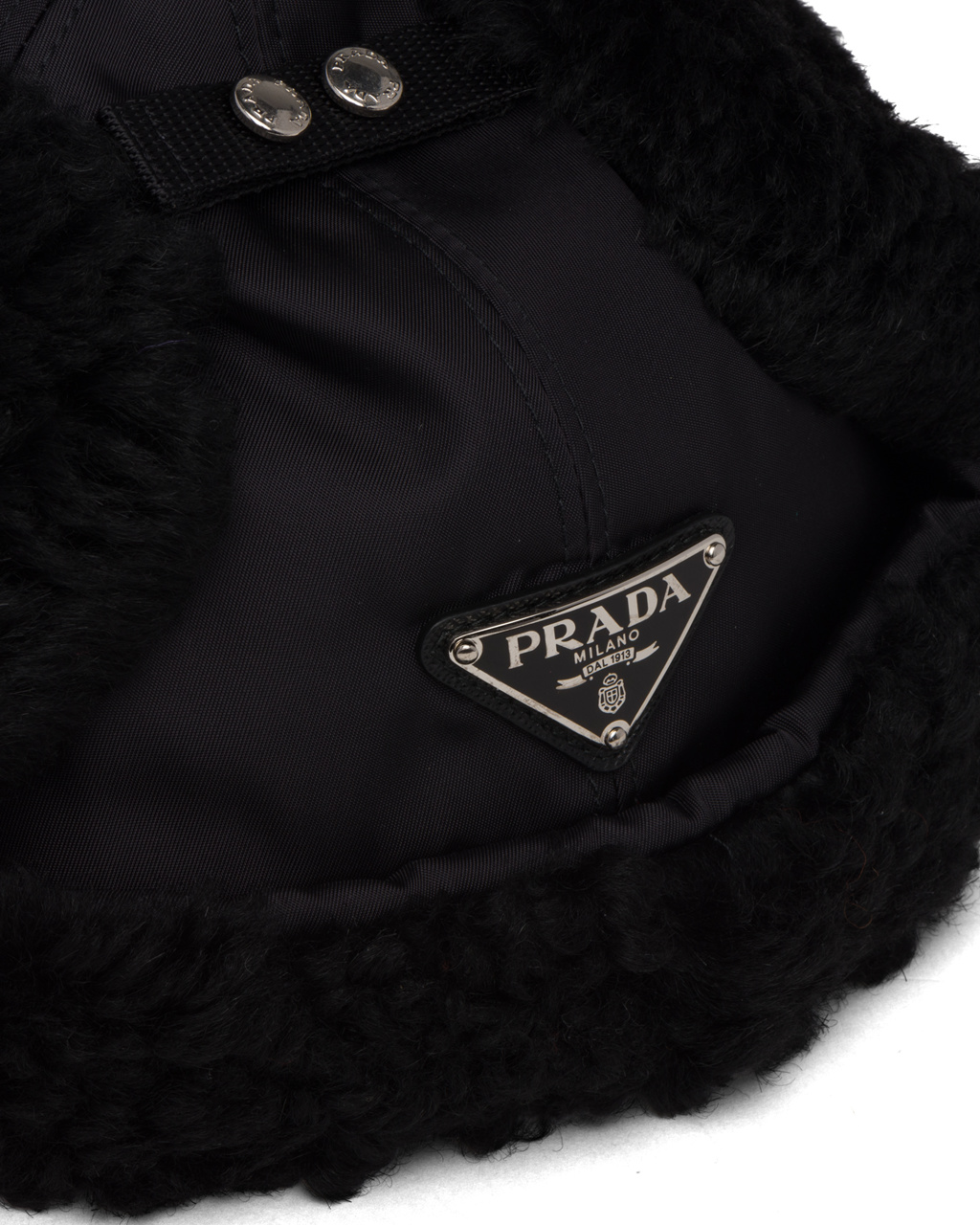 Prada Fur-trimmed Nylon Hat Black | 1849JLCMK