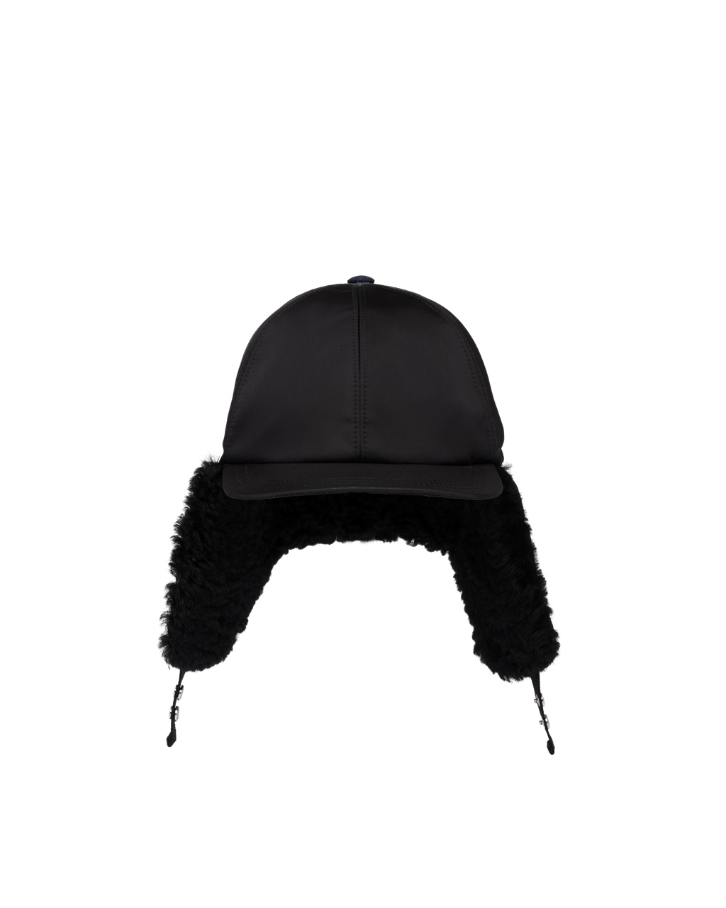 Prada Fur-trimmed Nylon Hat Black | 1849JLCMK