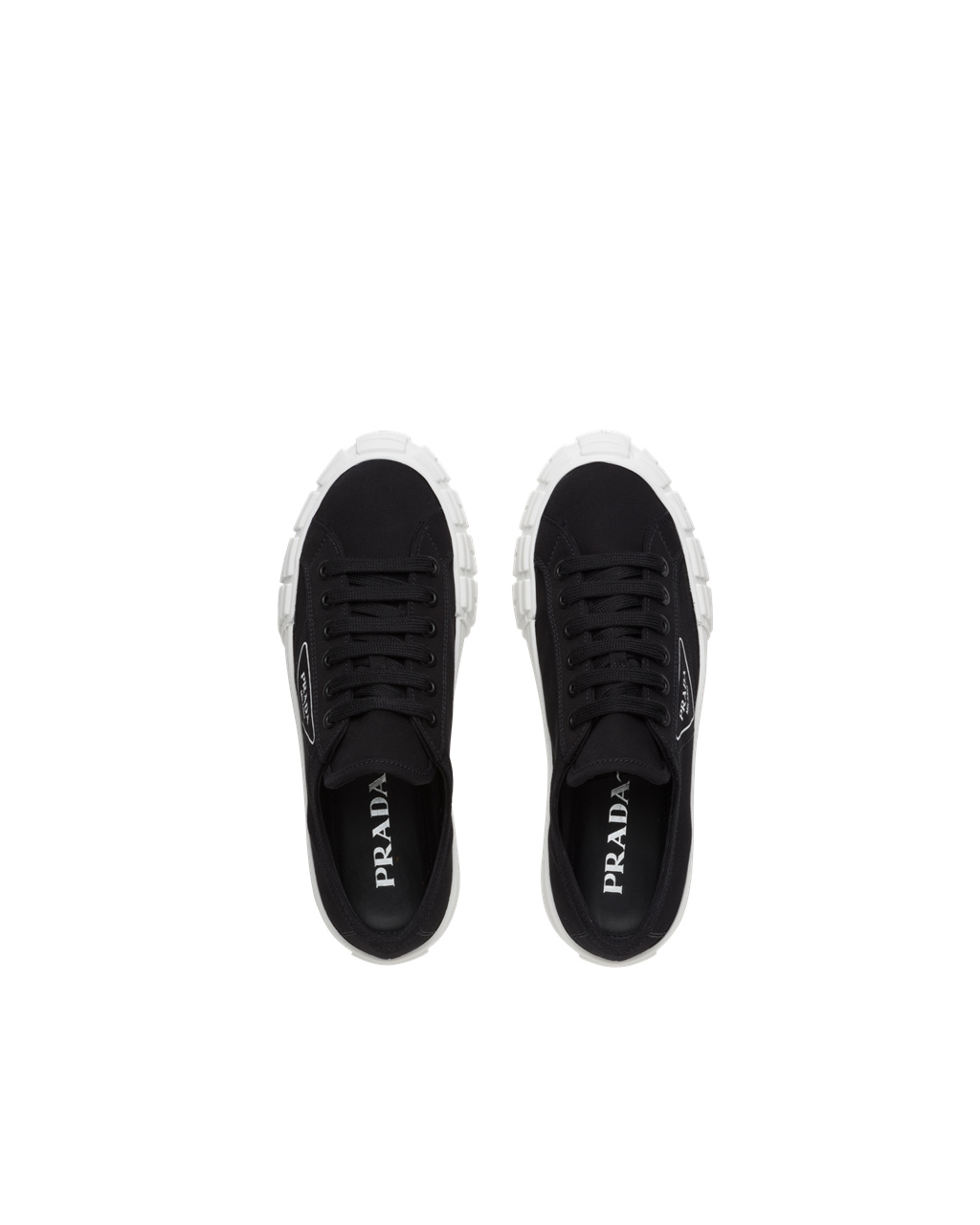 Prada Gabardine Fabric Sneakers Black / White | 1485OEFBJ