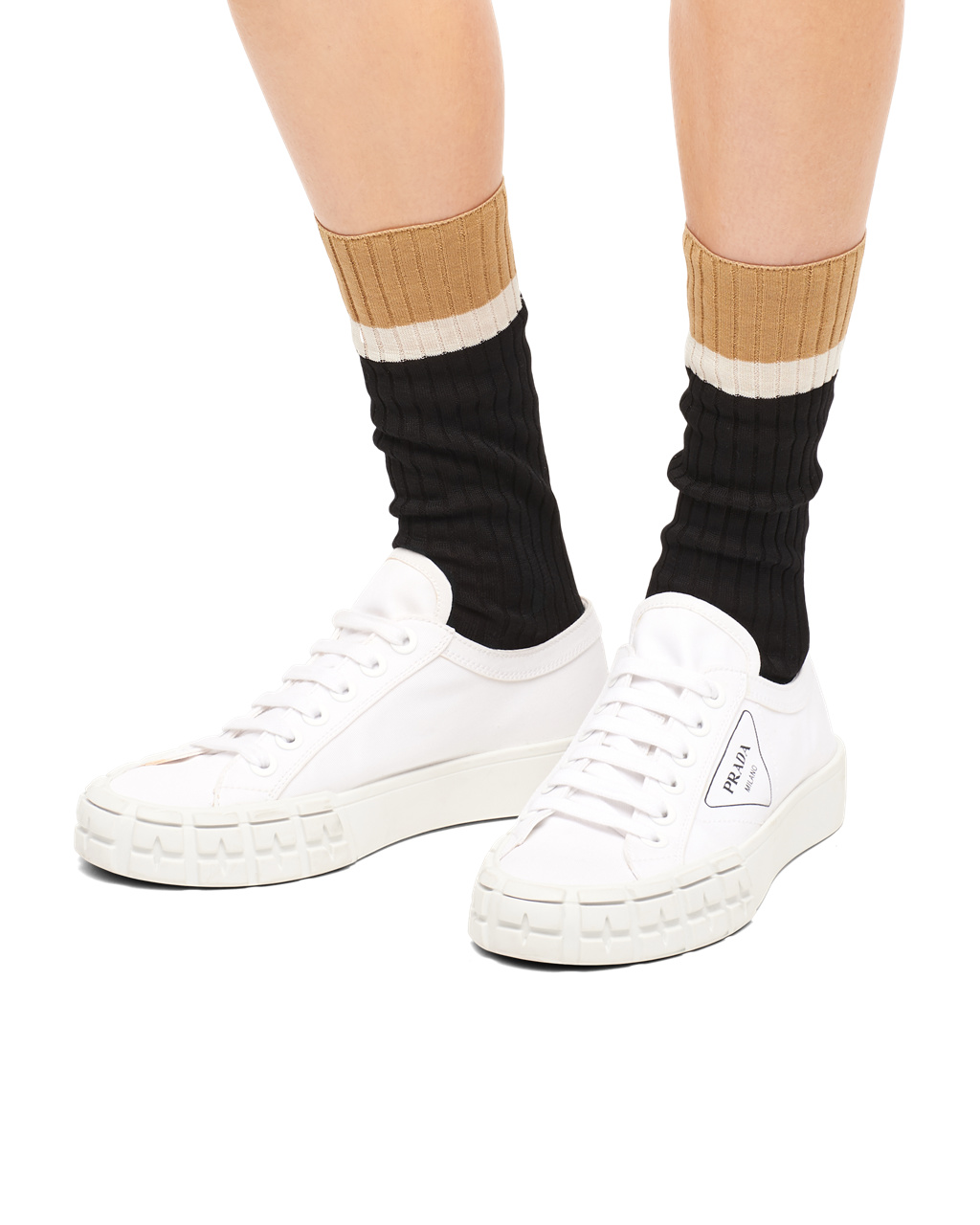 Prada Gabardine Fabric Sneakers White | 0237IVEPJ