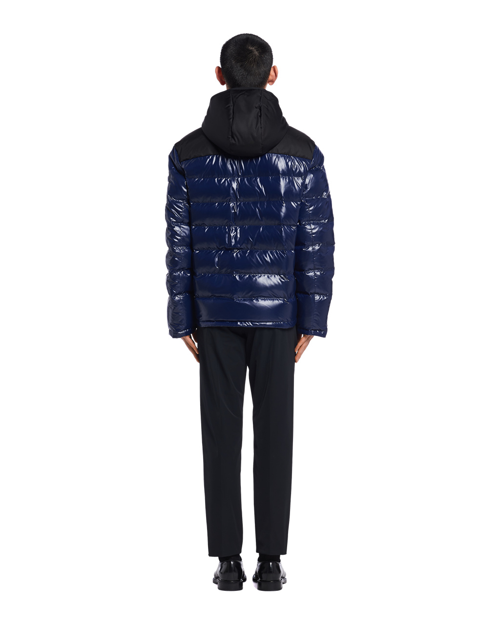 Prada Hooded Nylon Down Jacket Baltic Blue | 8267ZPSQI