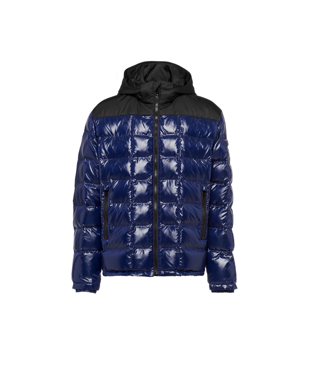 Prada Hooded Nylon Down Jacket Baltic Blue | 8267ZPSQI