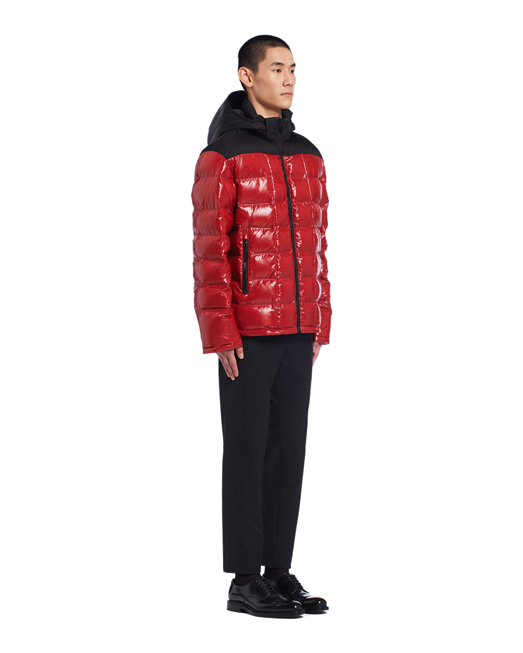 Prada Hooded Nylon Down Jacket Red | 4680CGVDN