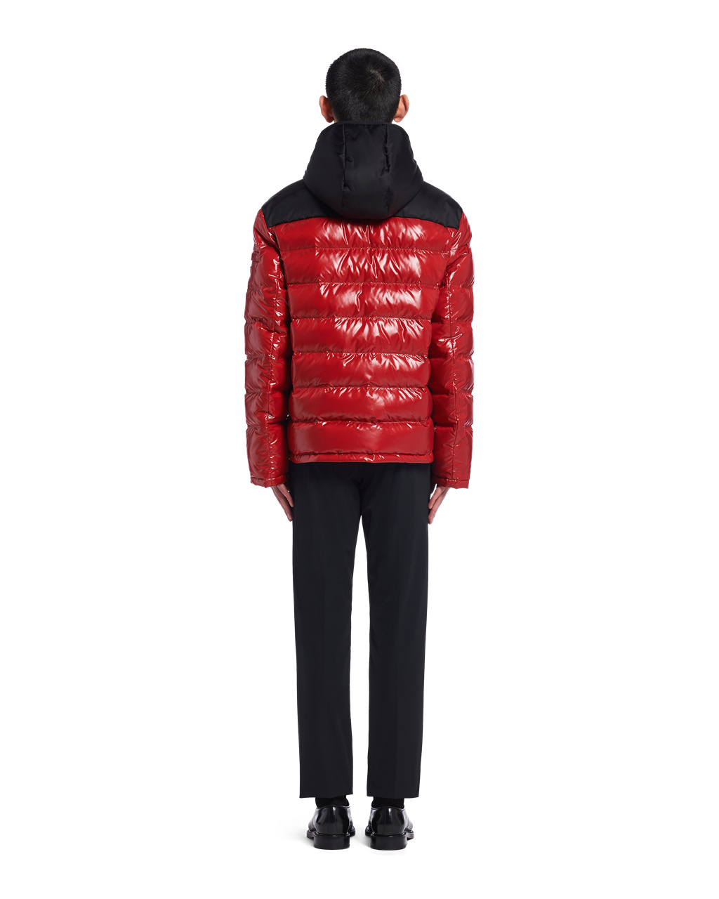 Prada Hooded Nylon Down Jacket Red | 4680CGVDN