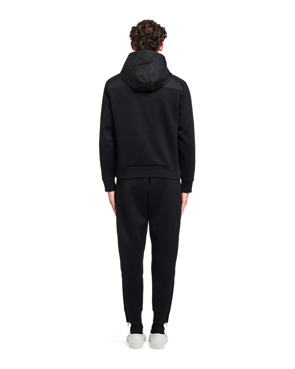 Prada Hoodie With Nylon Details Black / Black | 2056UMKWO