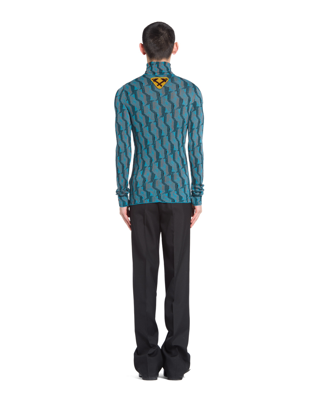 Prada Jacquard Superfine Wool Turtleneck Sweater Turquoise | 4790LKQZX