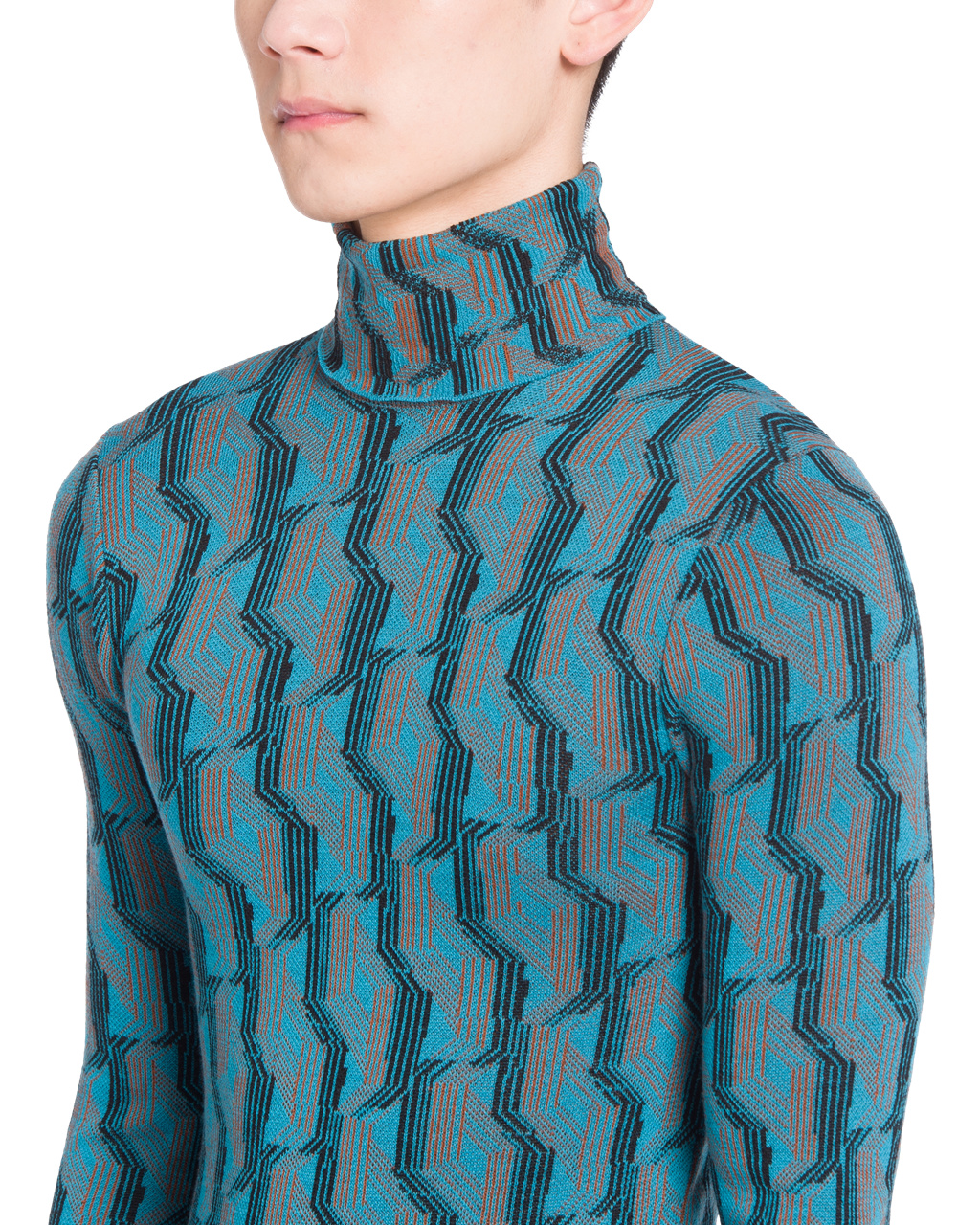 Prada Jacquard Superfine Wool Turtleneck Sweater Turquoise | 4790LKQZX