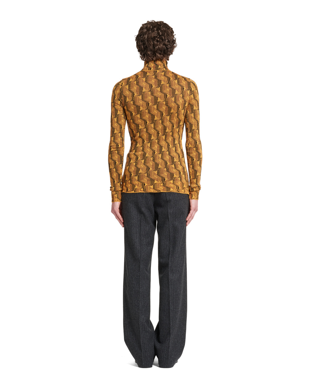 Prada Jacquard Superfine Wool Turtleneck Sweater Maize Yellow | 5264PRJTW