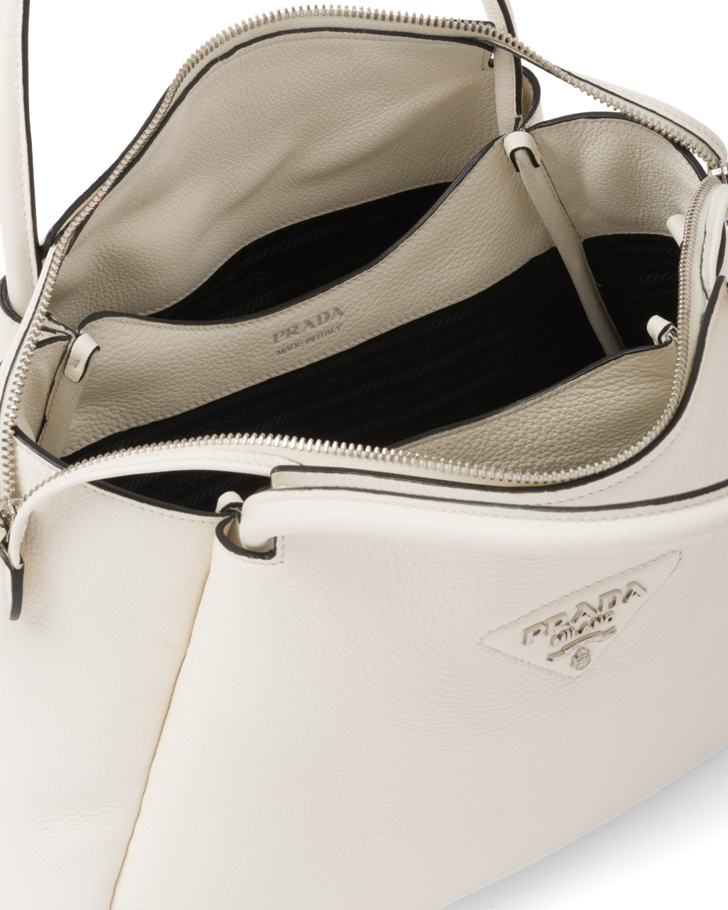 Prada Large Leather Handbag White | 7324RKBZM