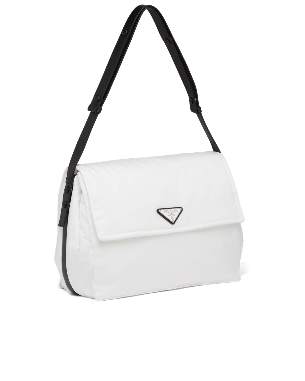 Prada Large Padded Re-nylon Shoulder Bag White / Black | 0641YUXOH