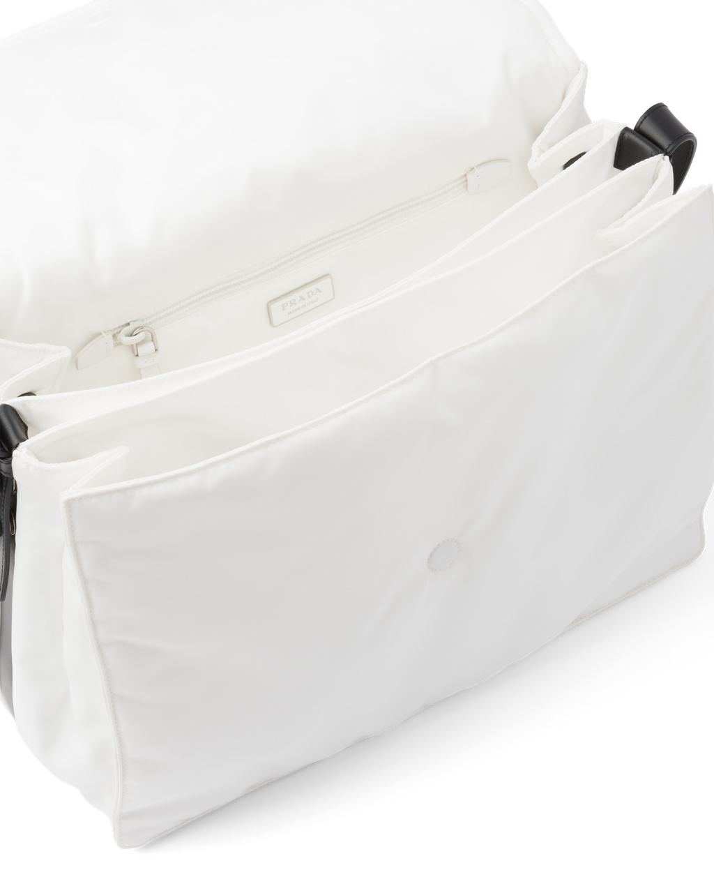 Prada Large Padded Re-nylon Shoulder Bag White / Black | 0641YUXOH