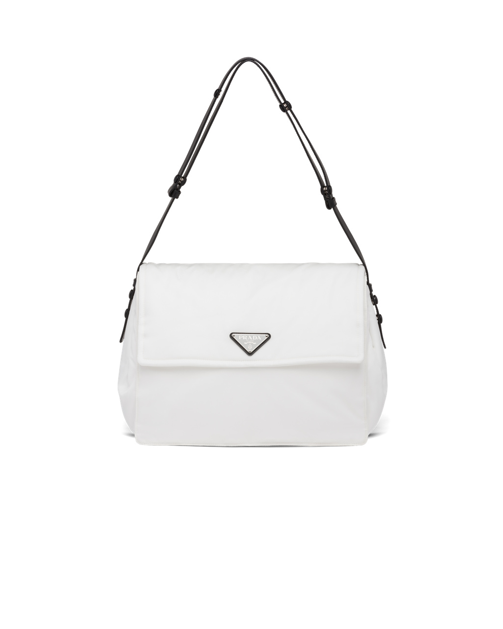 Prada Large Padded Re-nylon Shoulder Bag White / Black | 0641YUXOH