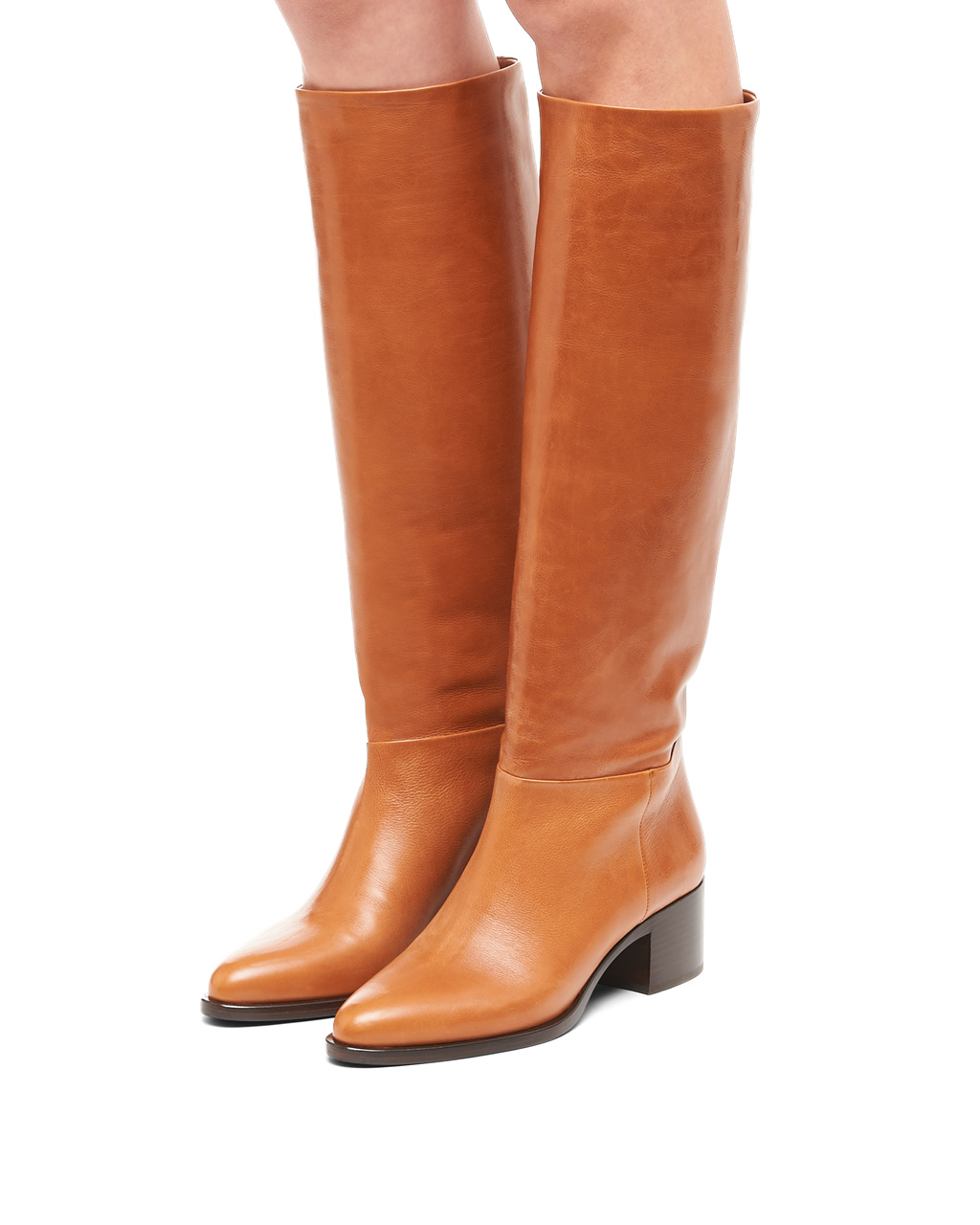 Prada Leather Boots Cognac | 4296FXUKZ