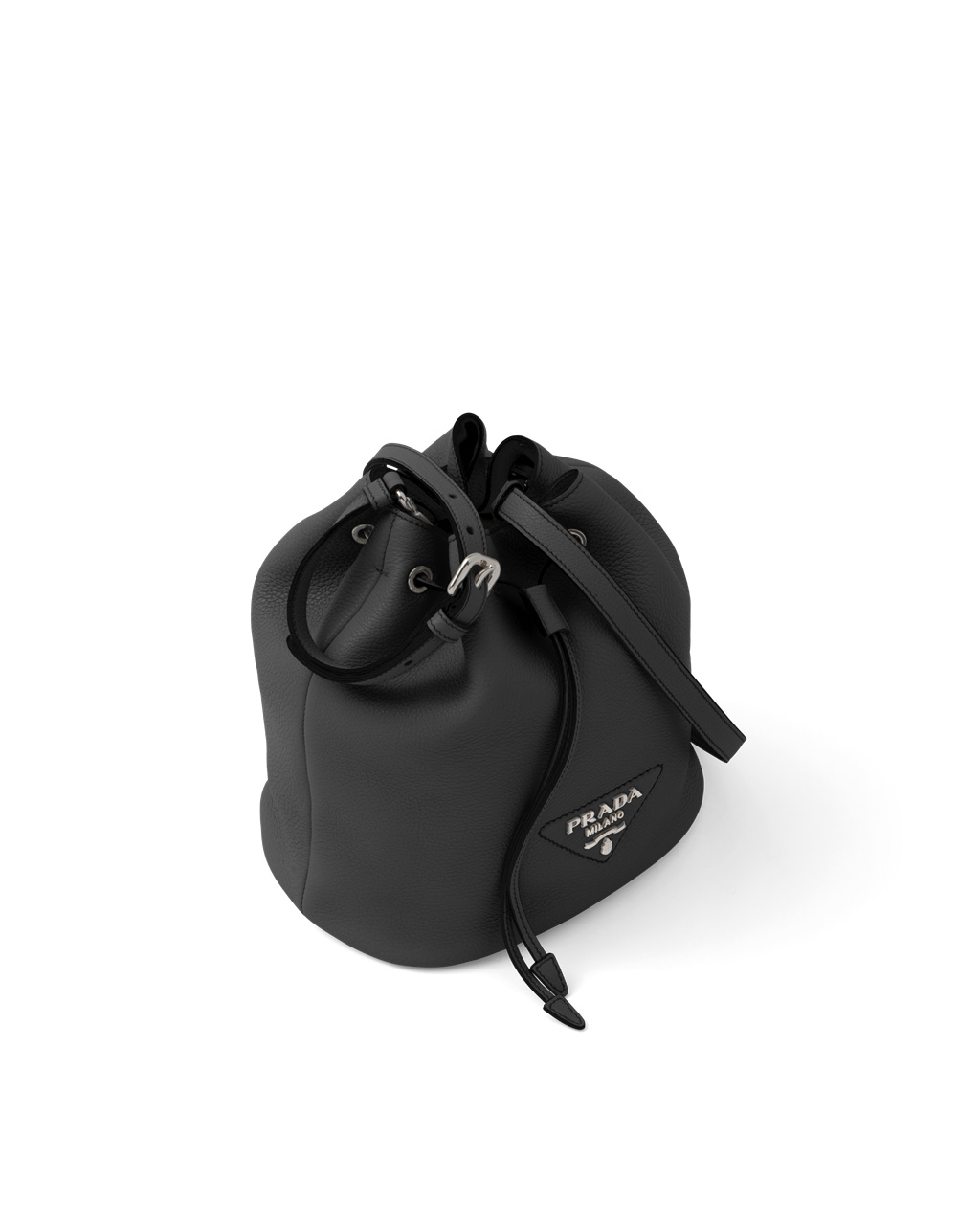 Prada Leather Bucket Bag Black | 2483PFXKA