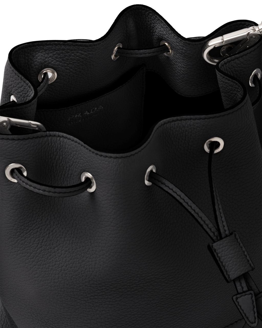 Prada Leather Bucket Bag Black | 2483PFXKA