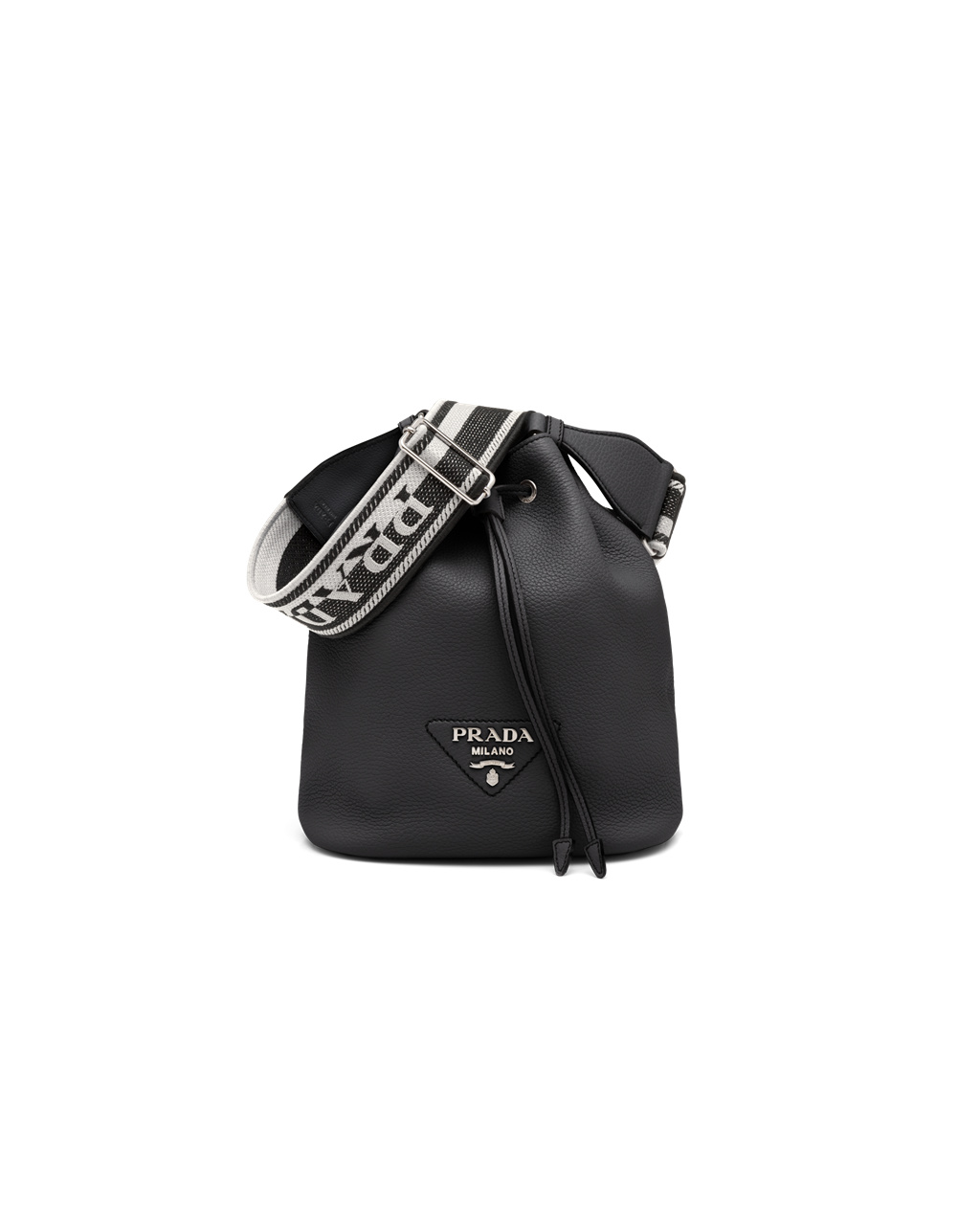 Prada Leather Bucket Bag Black | 2483PFXKA