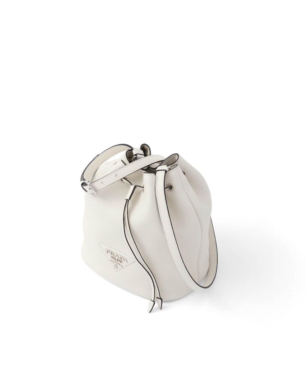 Prada Leather Bucket Bag White | 9270FHJAM