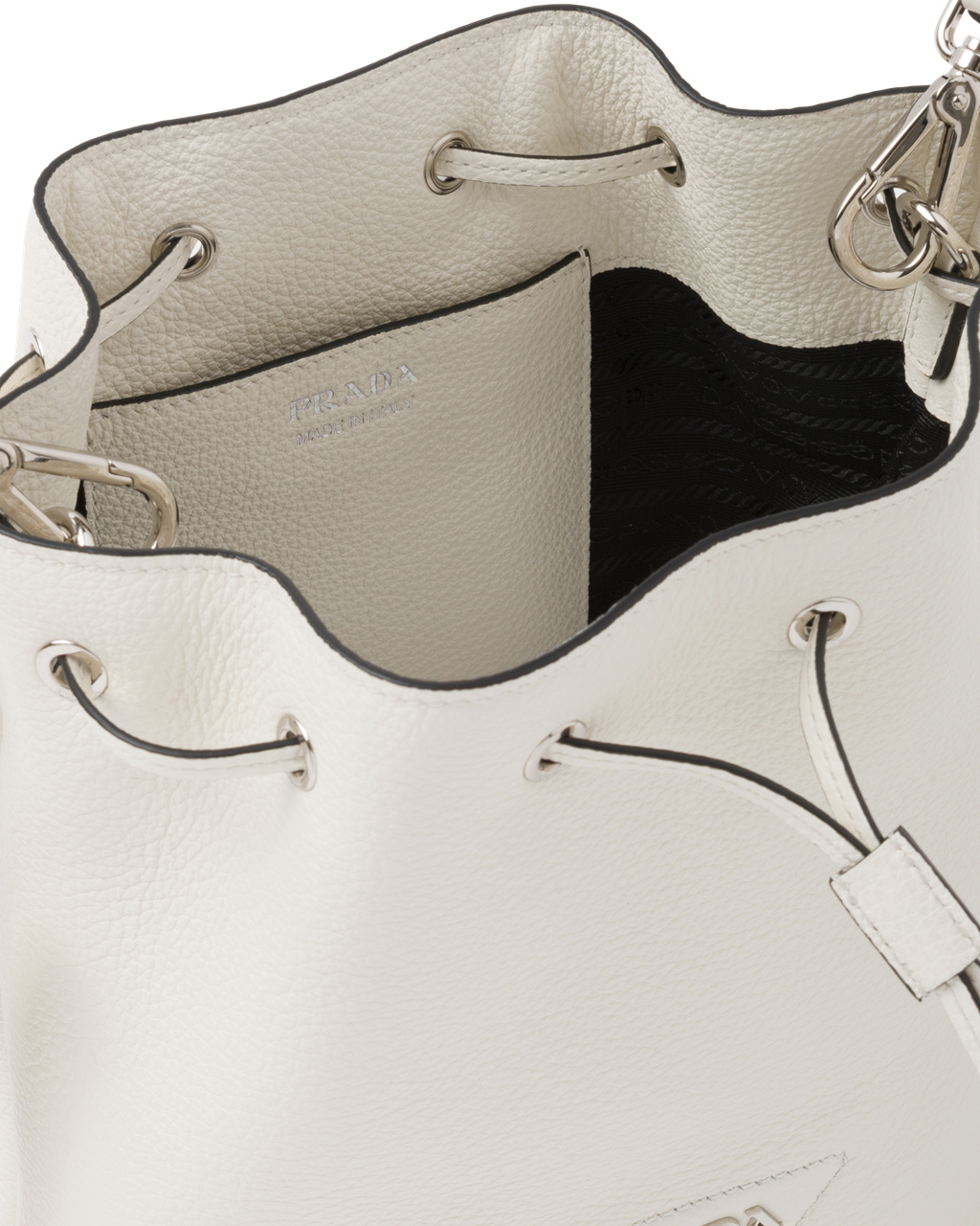 Prada Leather Bucket Bag White | 9270FHJAM