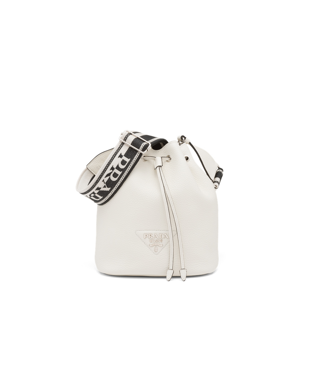 Prada Leather Bucket Bag White | 9270FHJAM