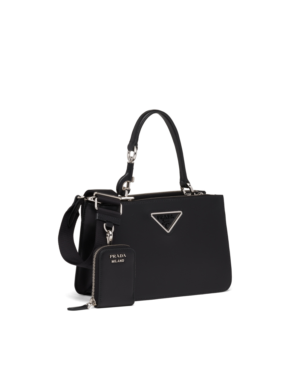 Prada Leather Handbag Black W | 1024TCPQI