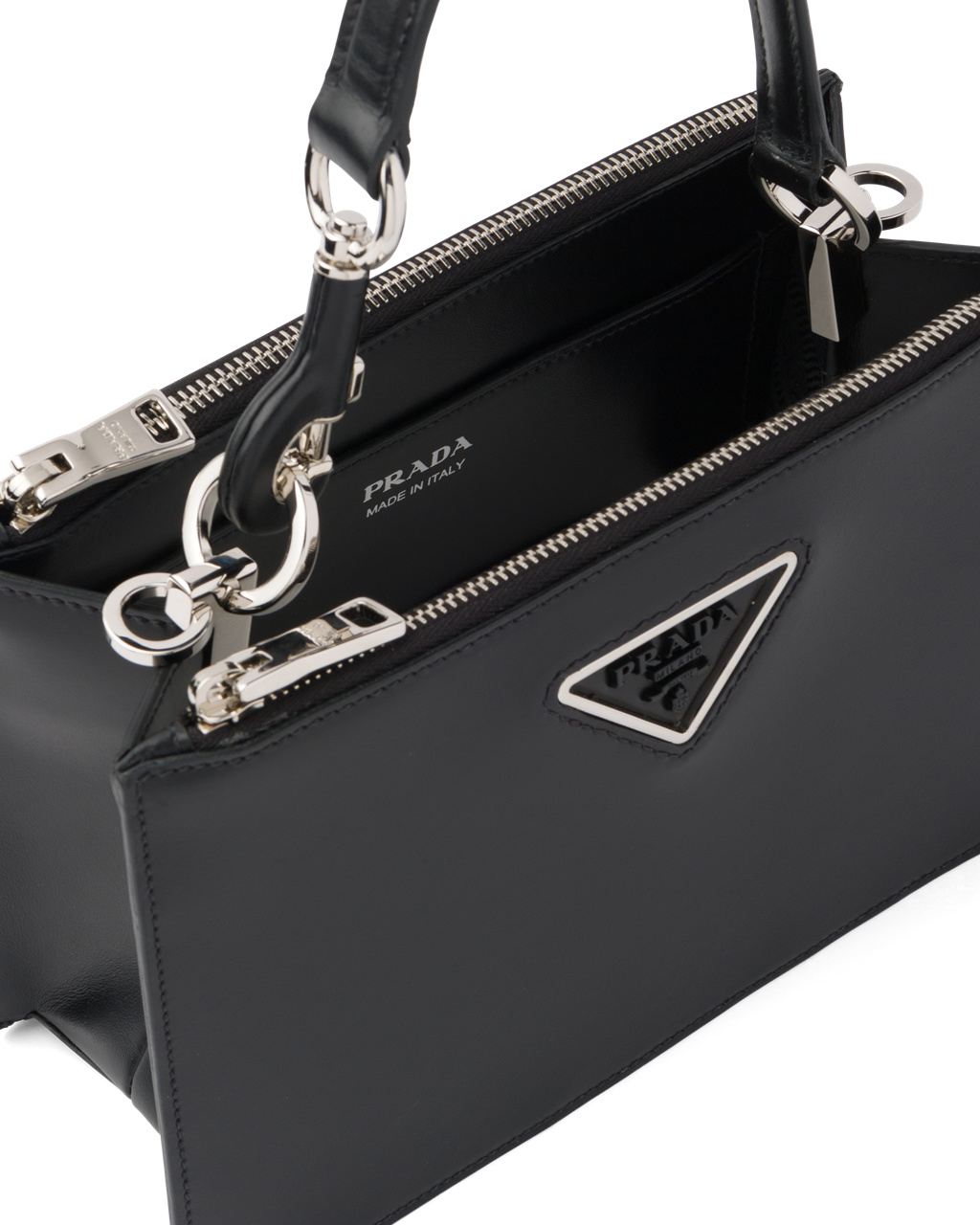 Prada Leather Handbag Black W | 1024TCPQI