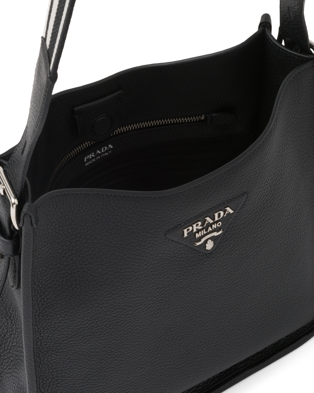 Prada Leather Hobo Bag Black | 9013WHPQO