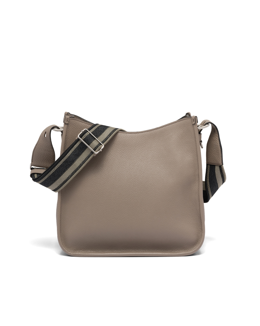 Prada Leather Hobo Bag Clay Gray | 2619RANPF