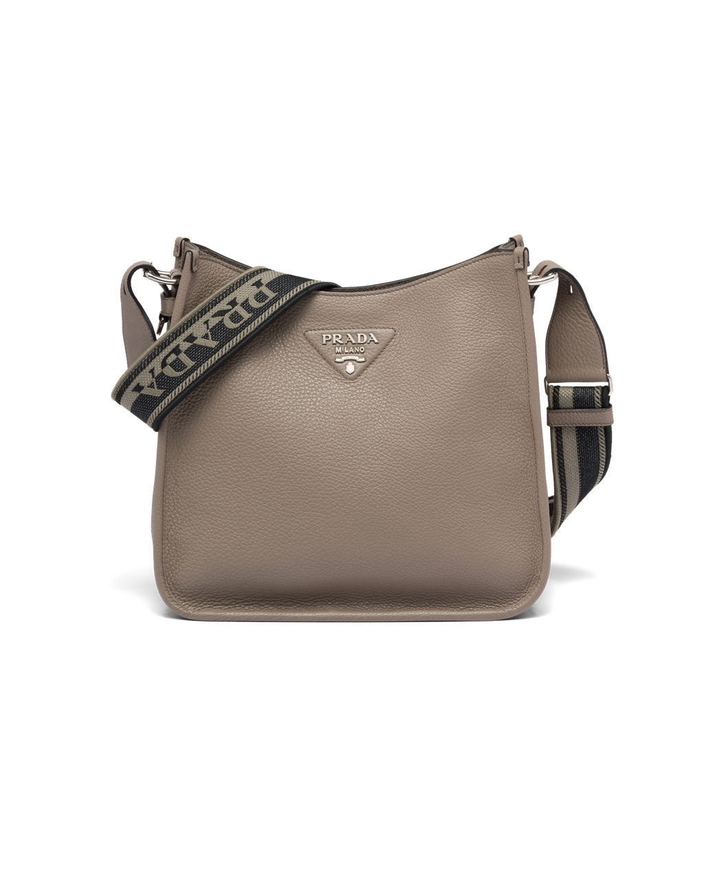 Prada Leather Hobo Bag Clay Gray | 2619RANPF