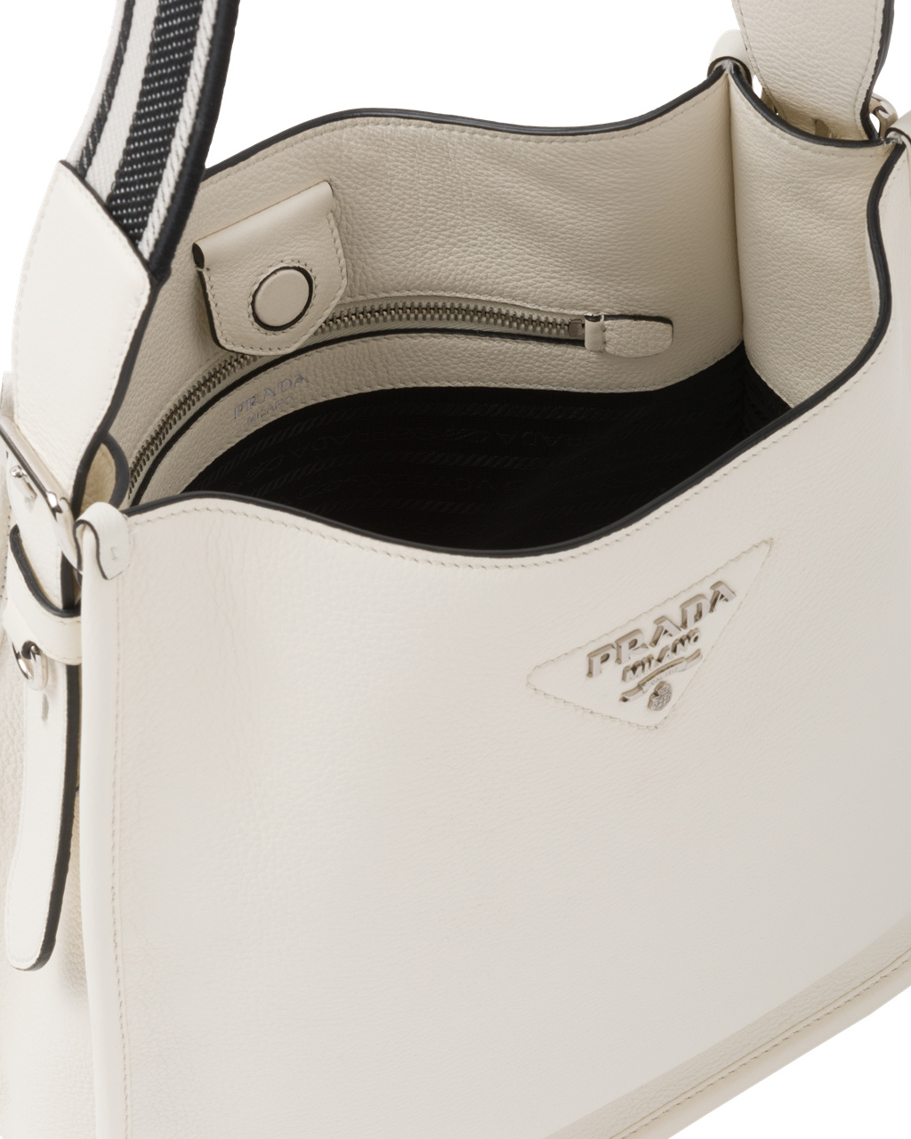 Prada Leather Hobo Bag White | 2976UJWIZ