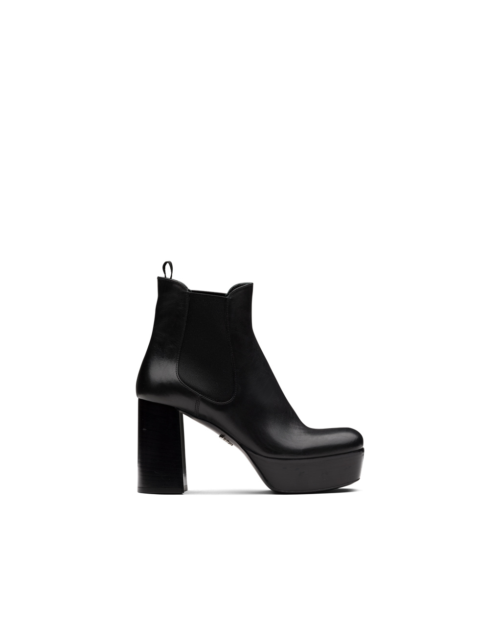 Prada Leather Platform Booties Black | 6409AIXBT