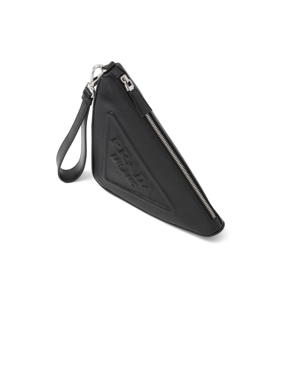 Prada Leather Prada Triangle Pouch Black | 7934OUFPG