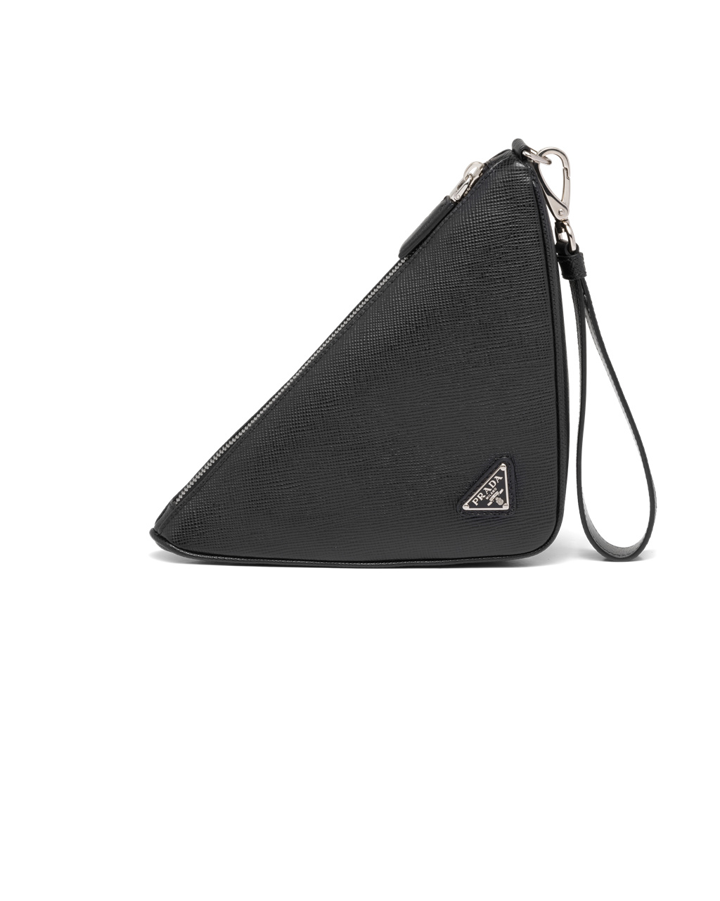 Prada Leather Prada Triangle Pouch Black | 7934OUFPG