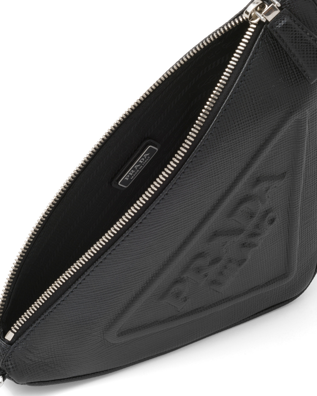 Prada Leather Prada Triangle Pouch Black | 7934OUFPG